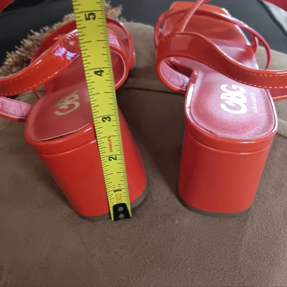 GBG Los Angeles Vibrant Orange Block Heels